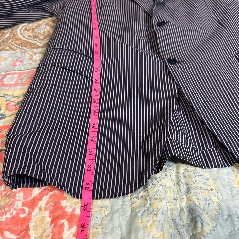 Ermenegildo Zegna Navy and White Pinstripe Blazer 100% SILK - Picture 13 of 16
